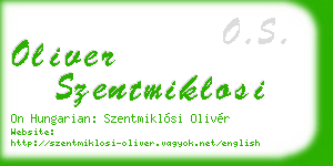 oliver szentmiklosi business card